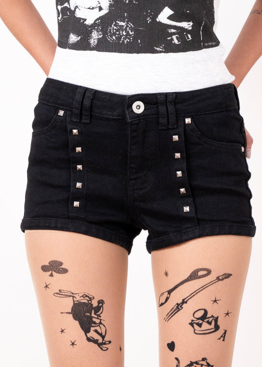 Black studded Denim Shorts