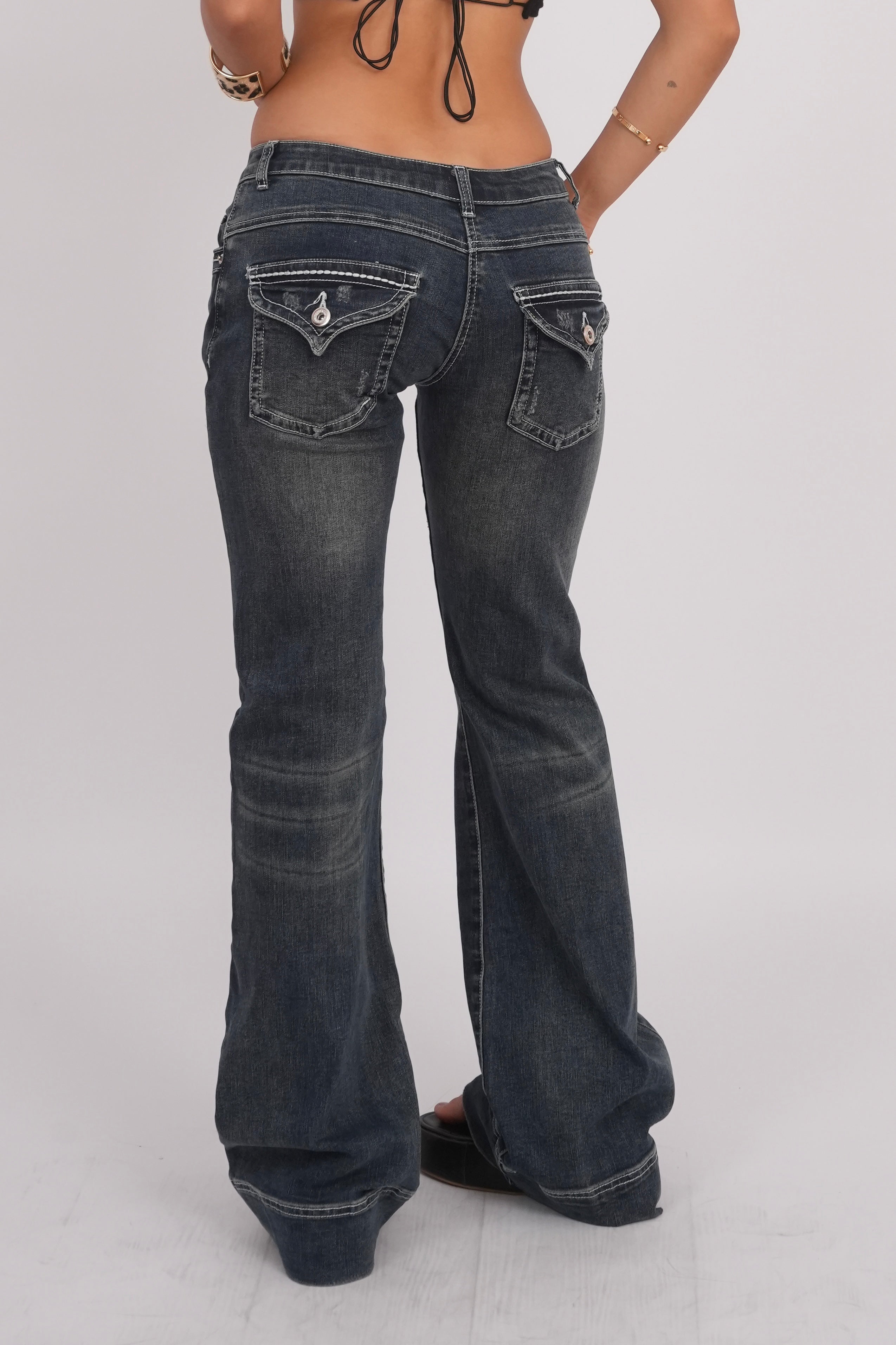 Low-Rise Stretch Flared Jeans