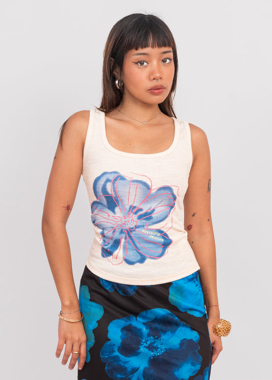 Floral Blue Tank Top