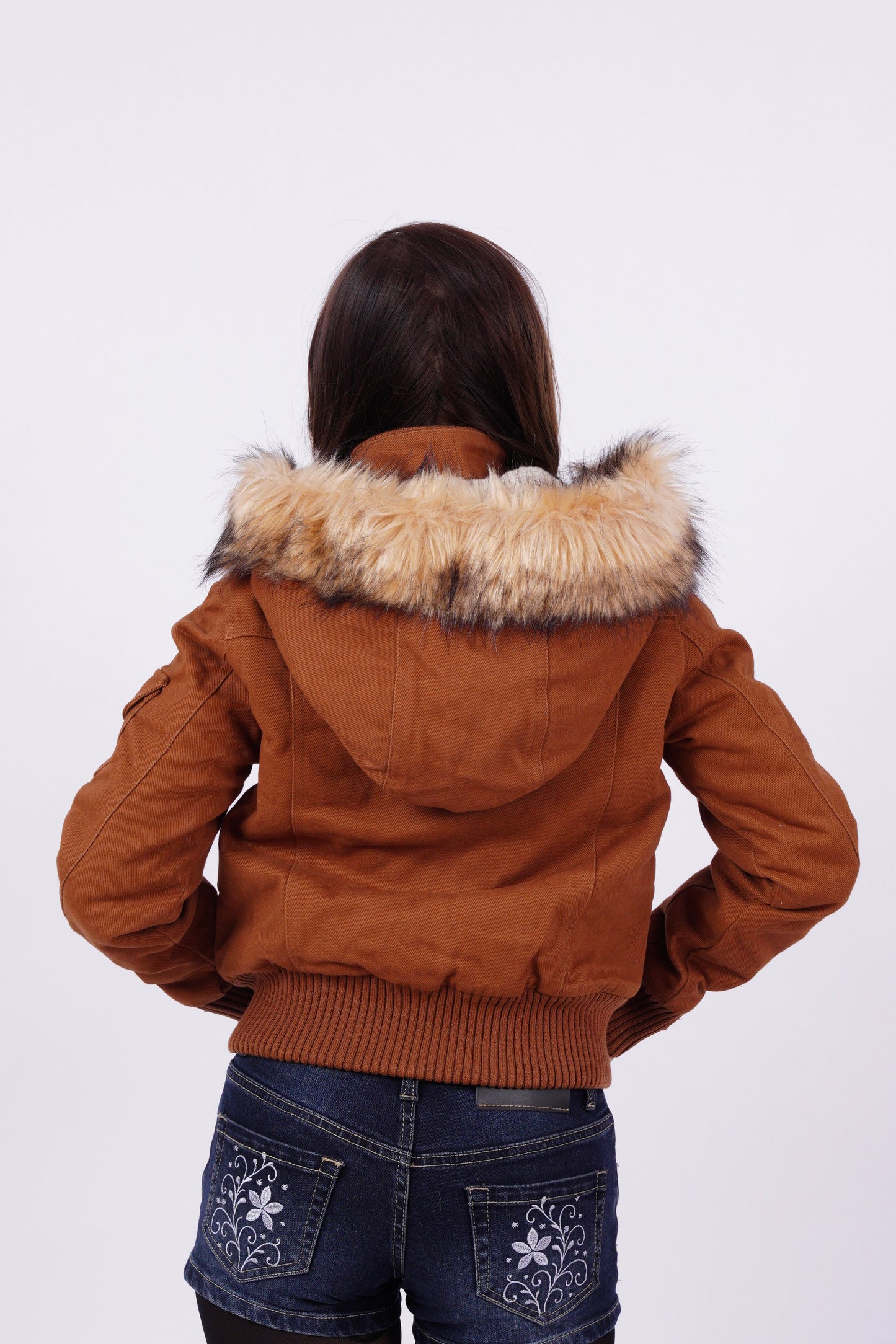 V2 2000s Jacket with Fur Collar