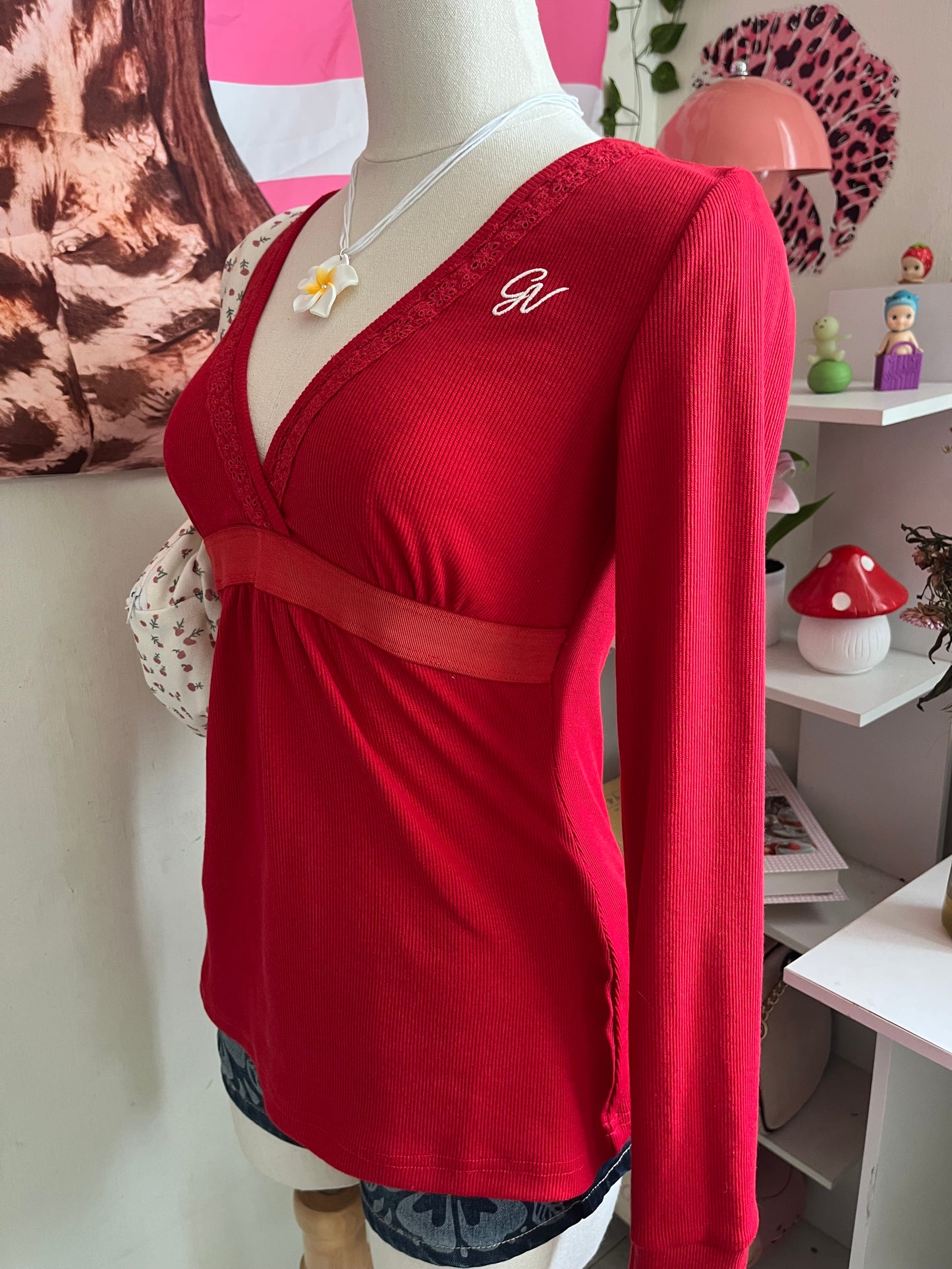 Maroon pink baby doll Top