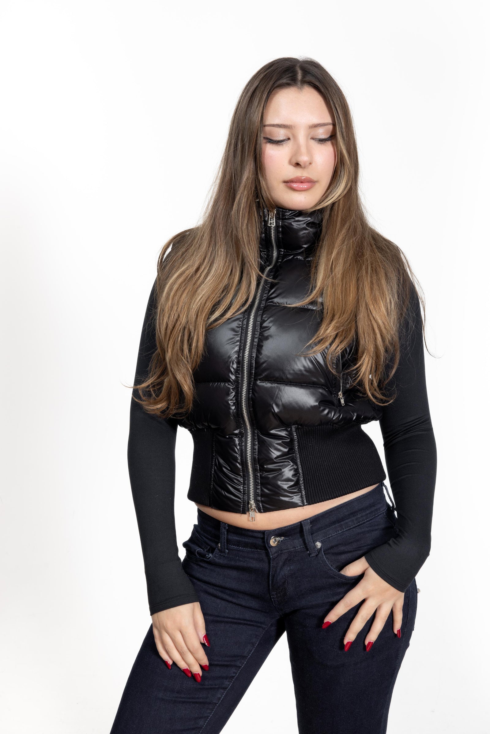 0099~Leather 3/4 Sleeve Jacket