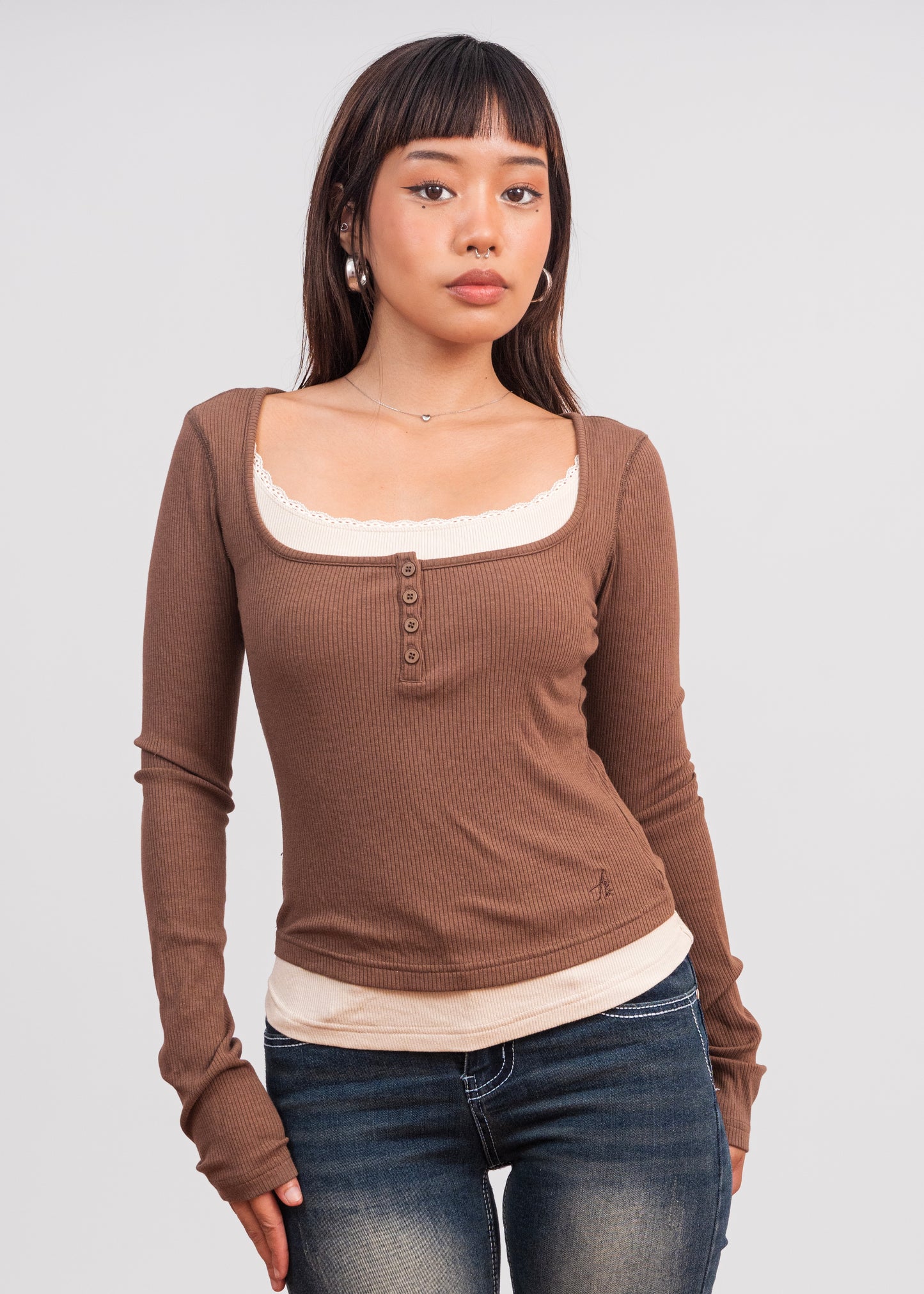 Brown baby doll Top