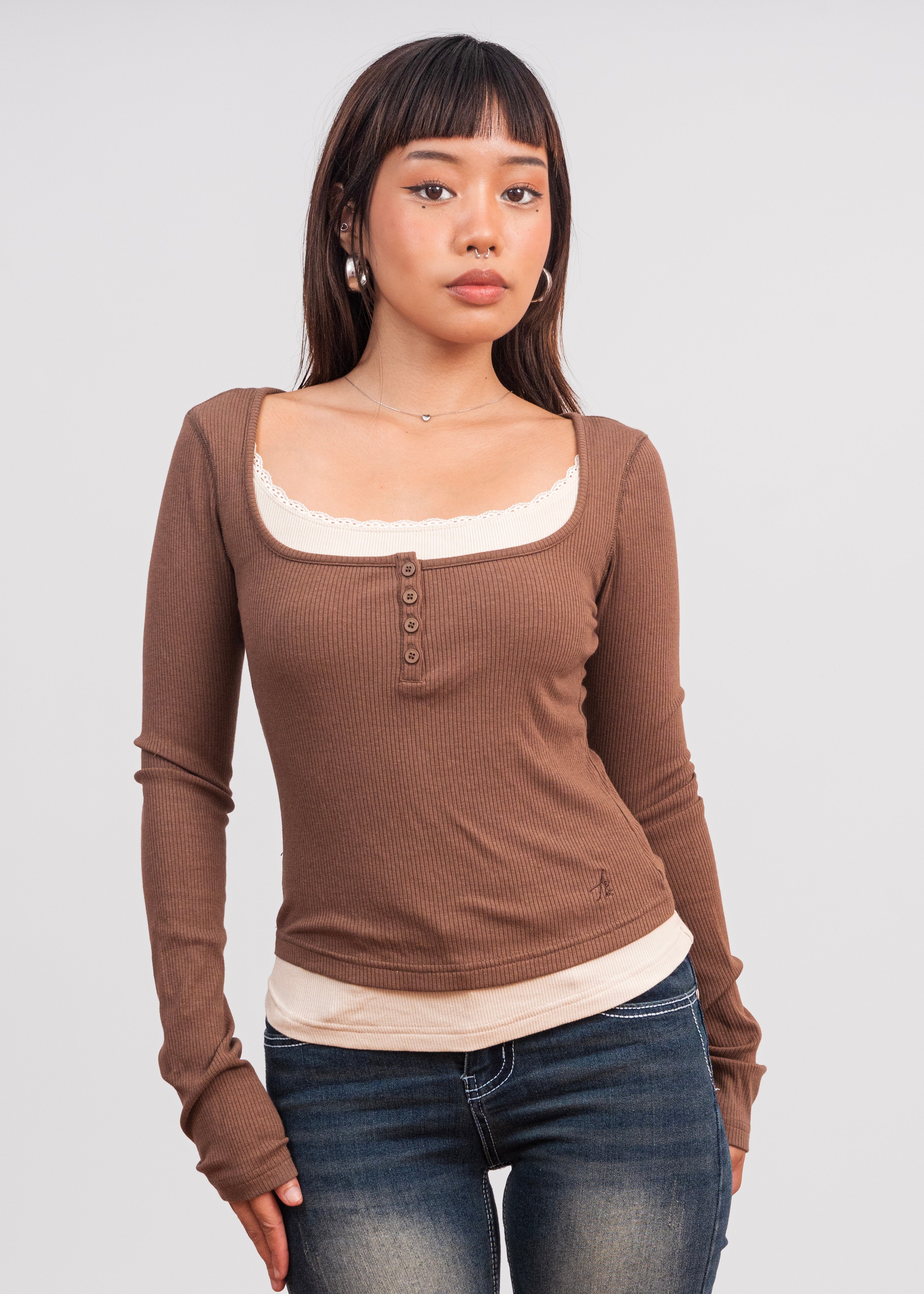 Brown baby doll Top