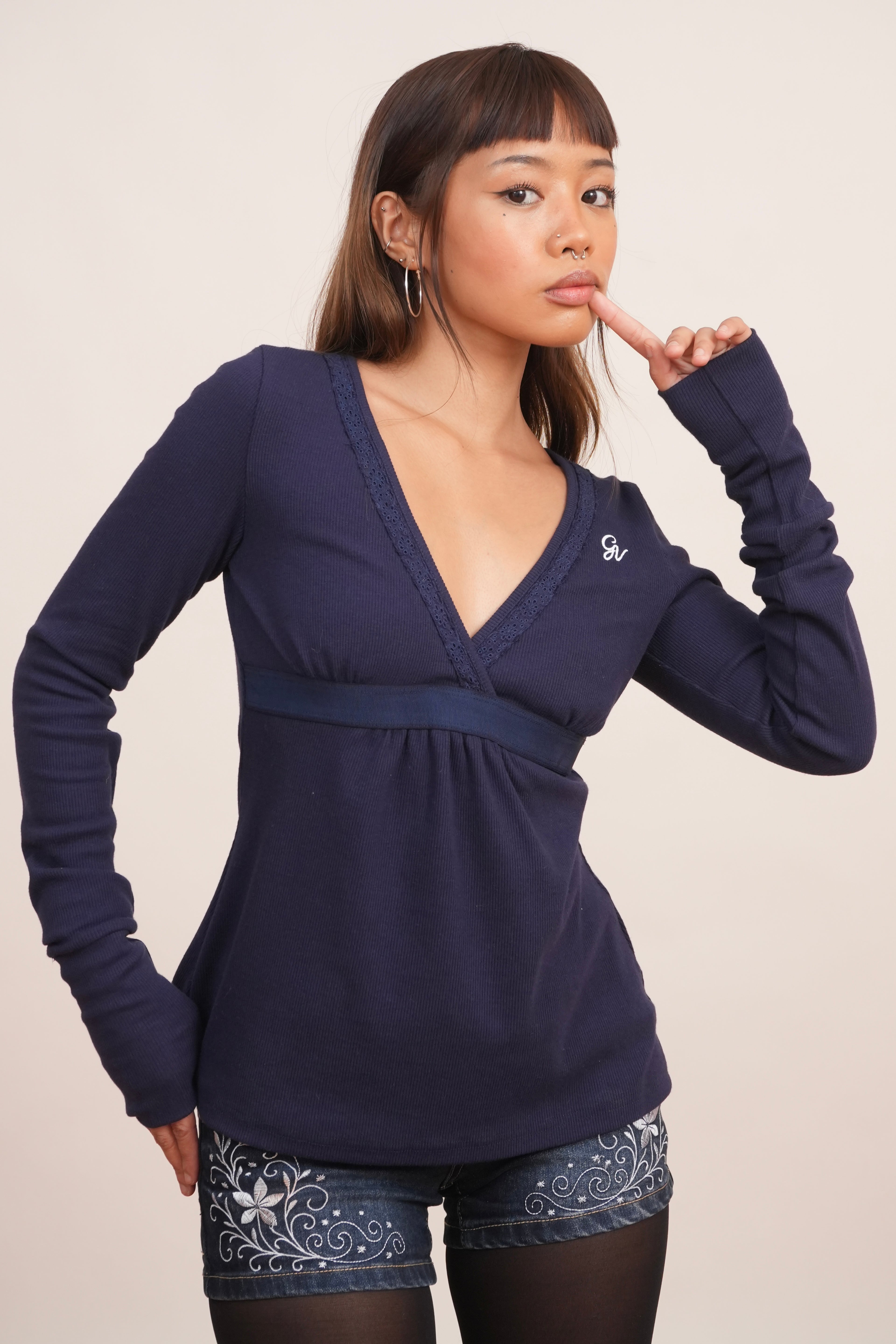 Navy Blue baby doll Top