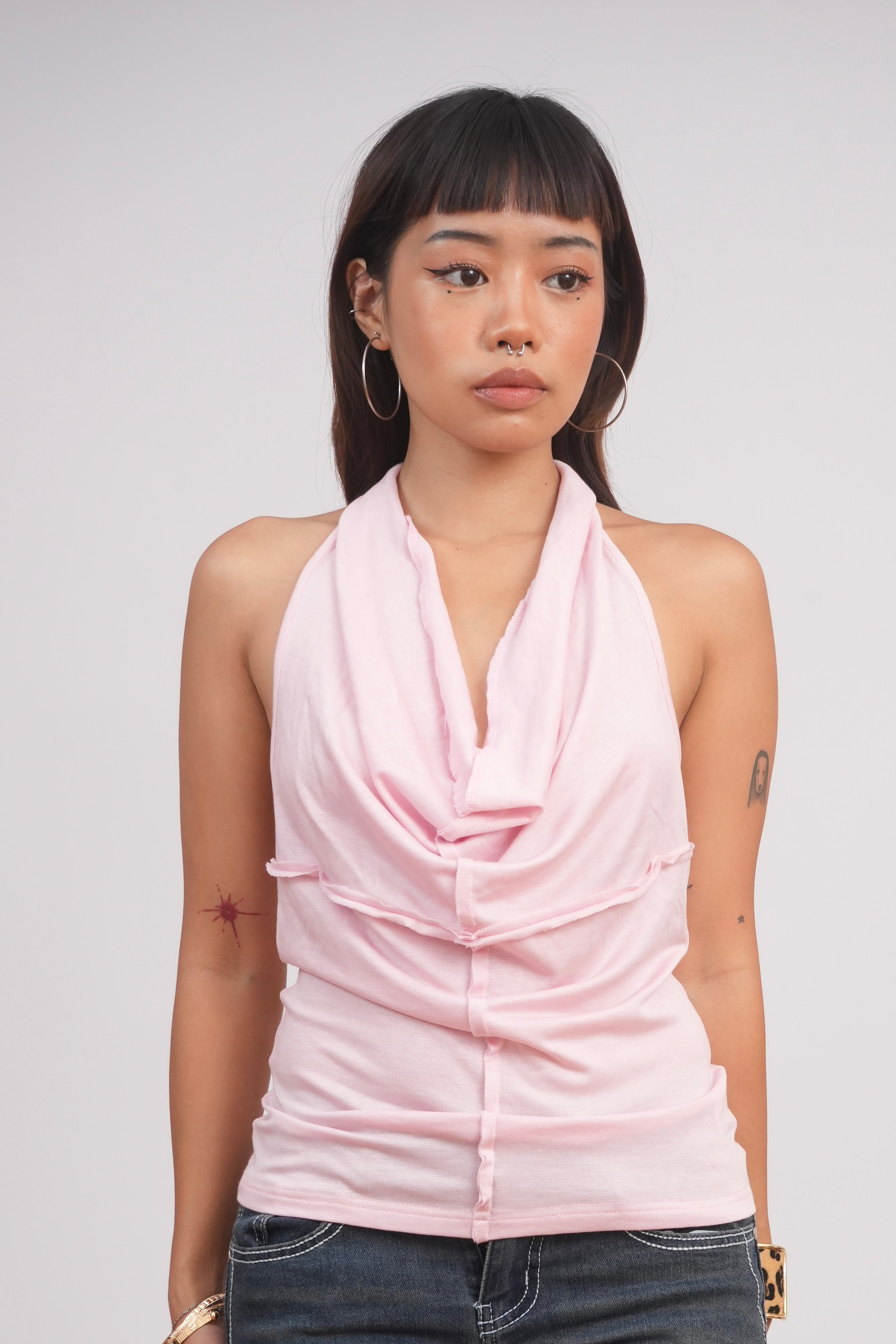 Pink Halter Swing Top