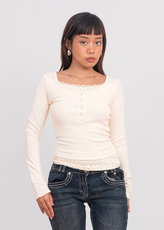 Babydoll Cream Lace Top