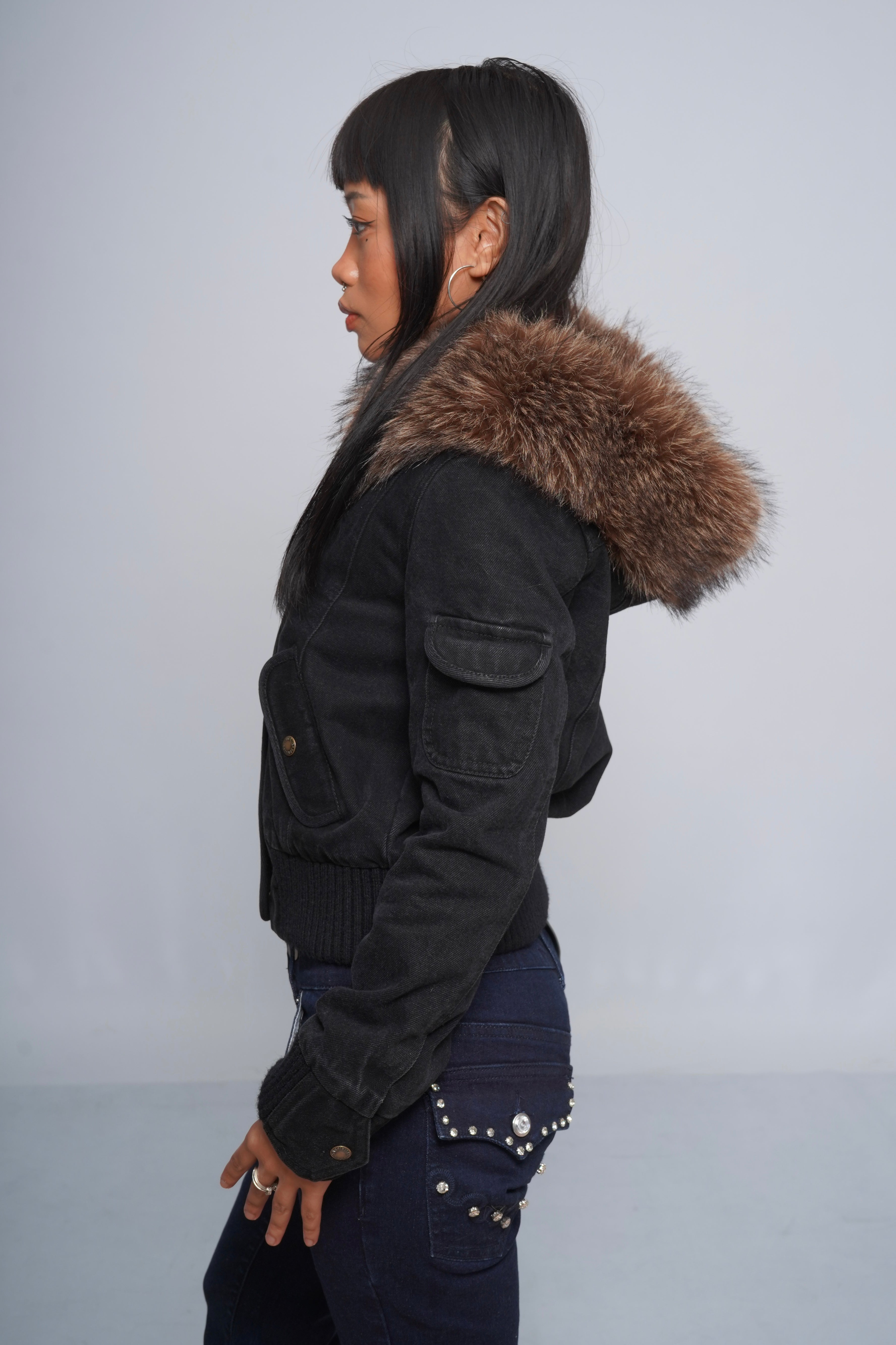 2000s Jacket with Fur Collar