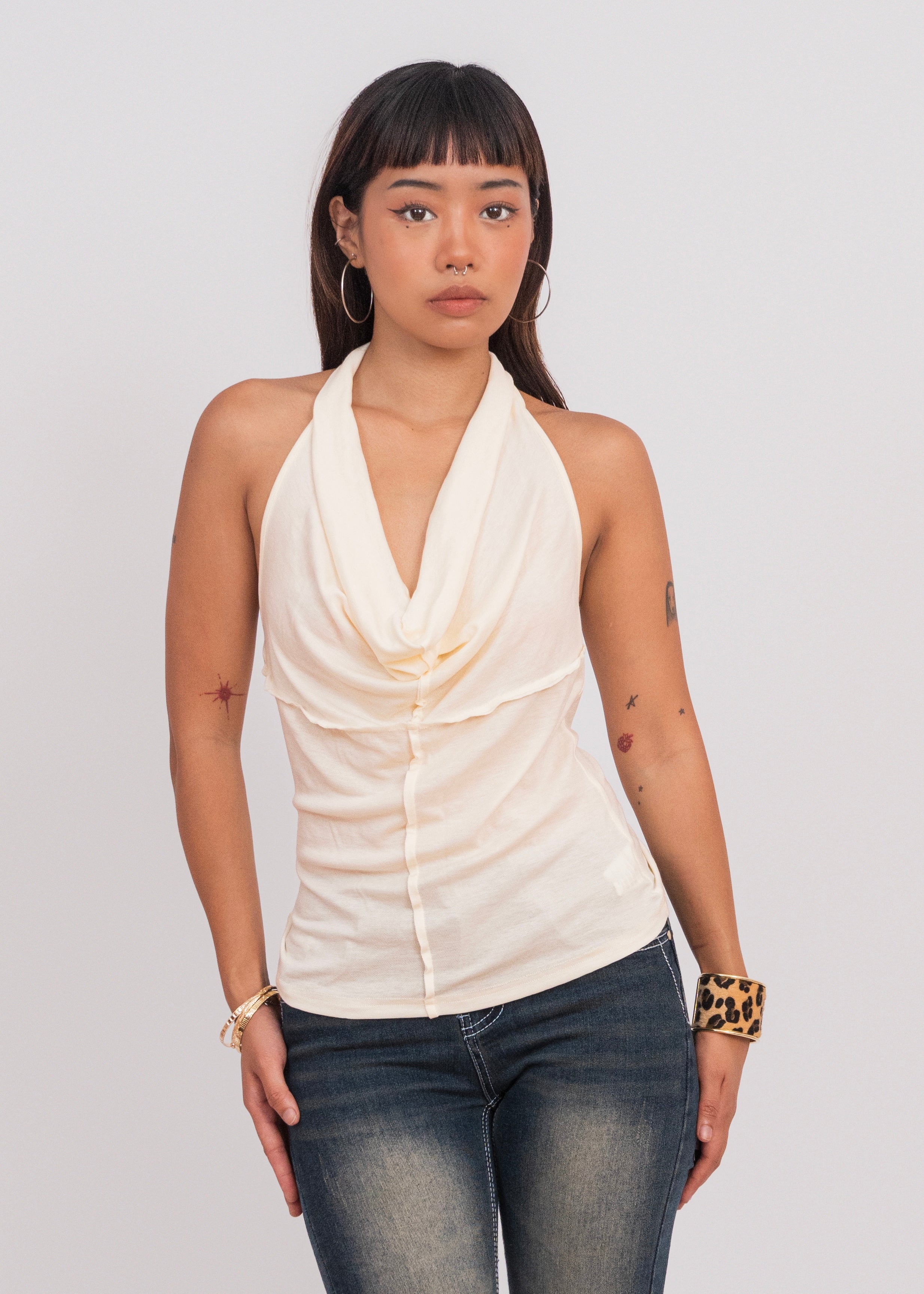 White Halter Swing Top