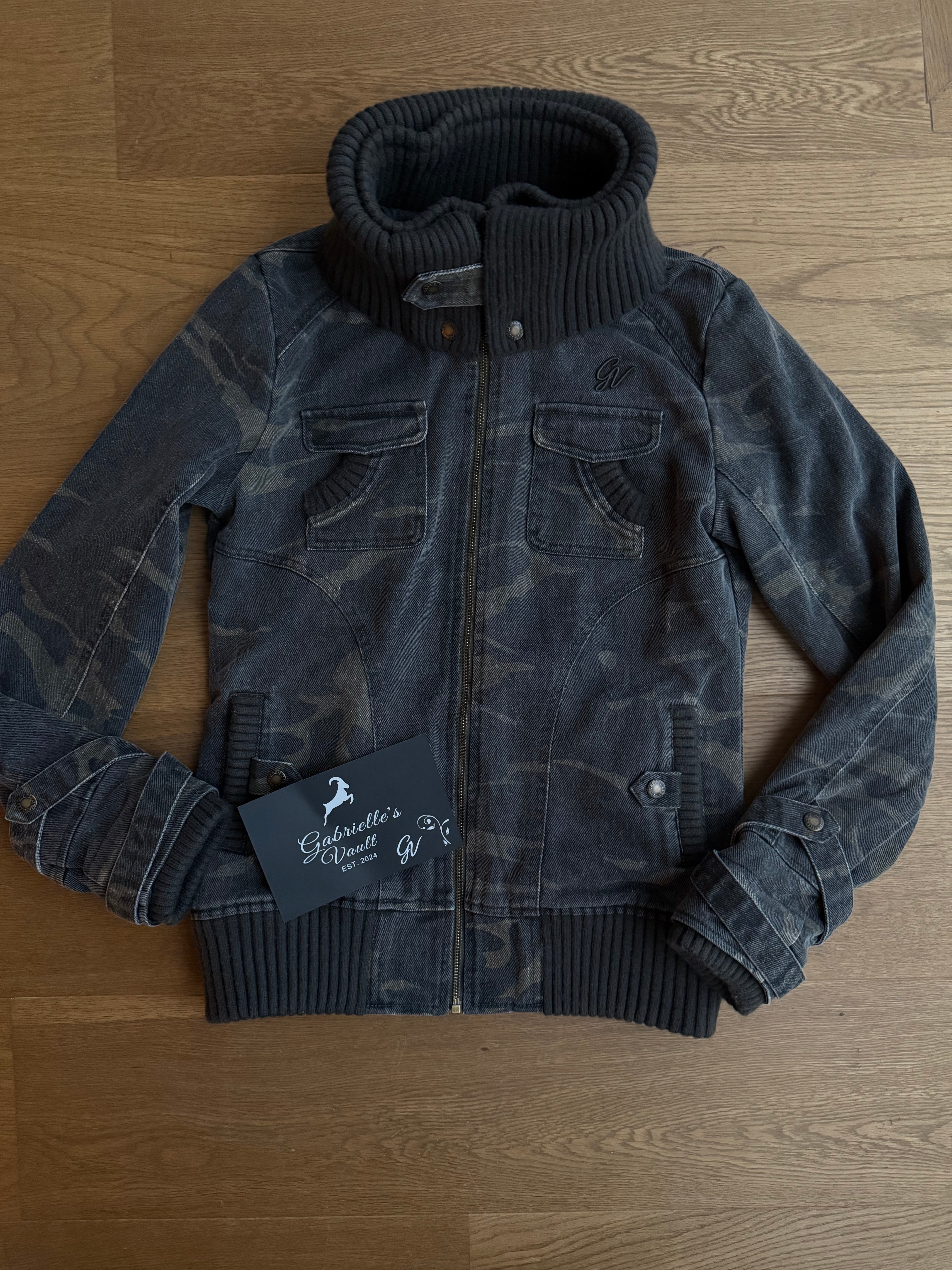 2000s Ribbed collar cargo jacket