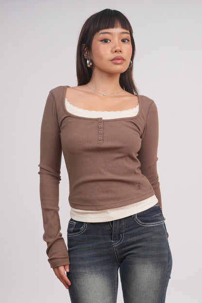 Brown baby doll Top
