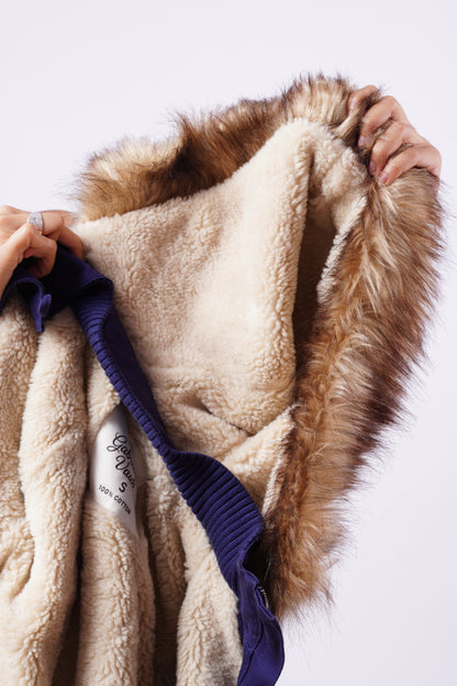V2 2000s Jacket with Fur Collar