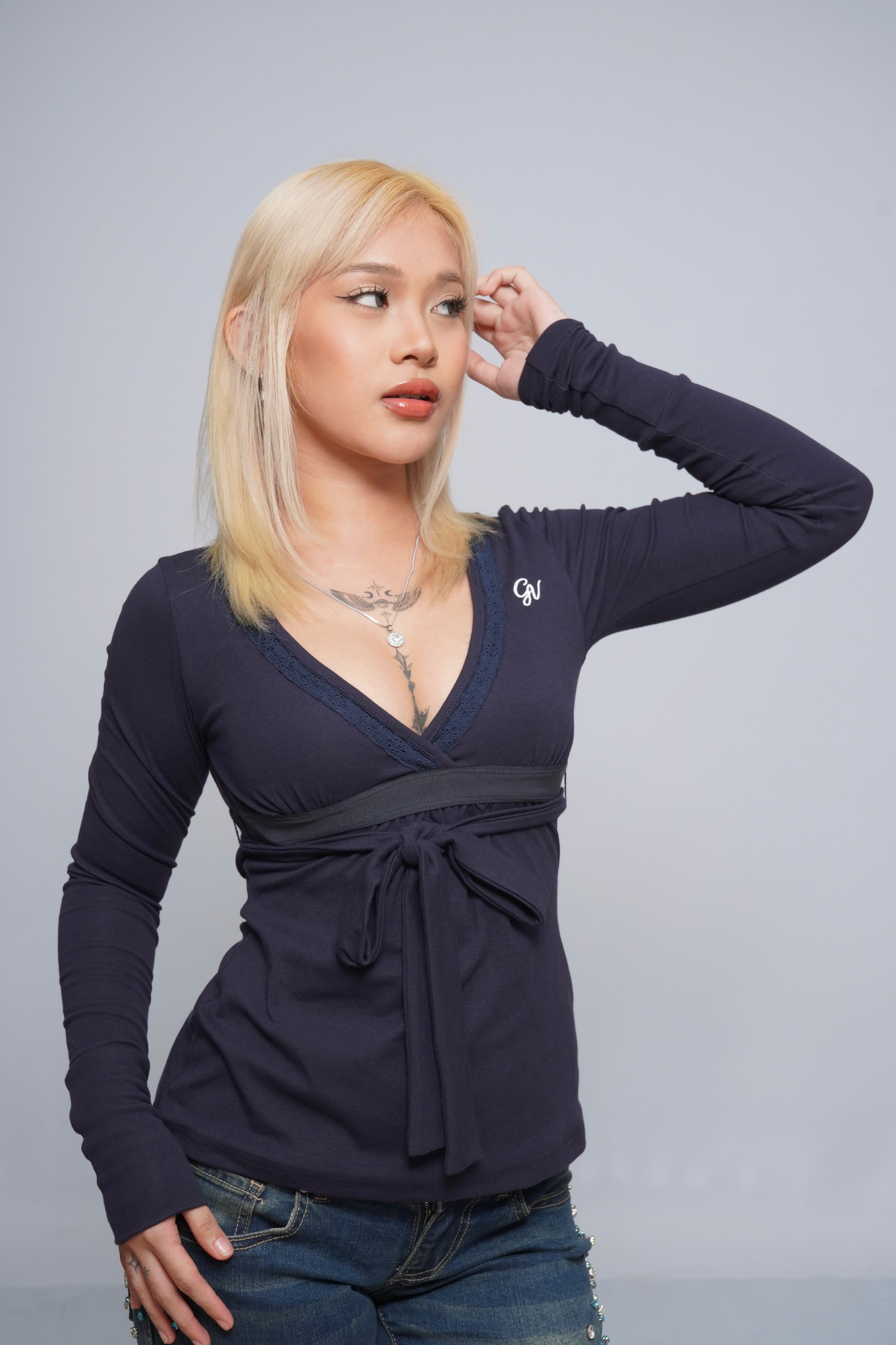 Bow tie baby doll Top