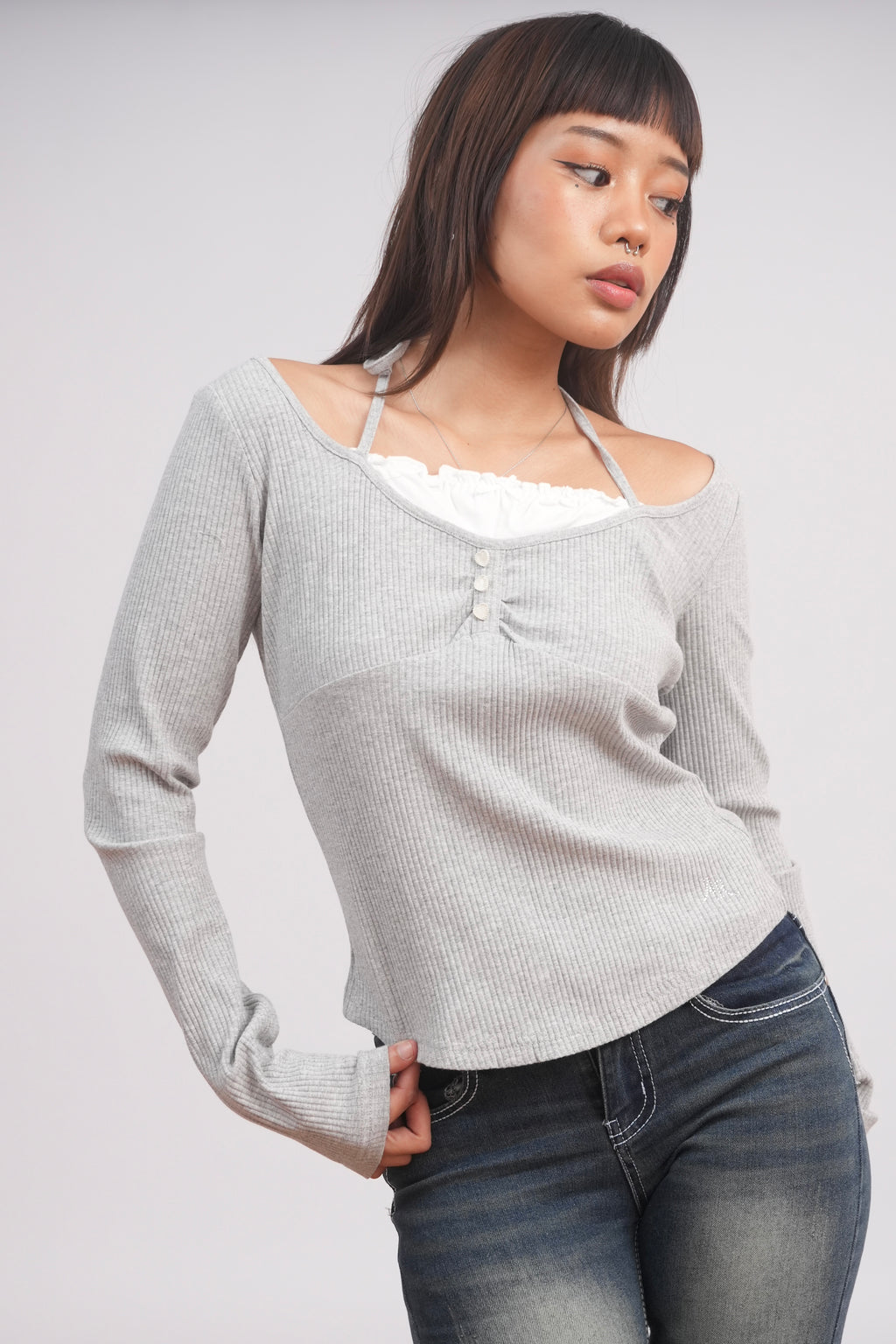 Grey Baby doll top