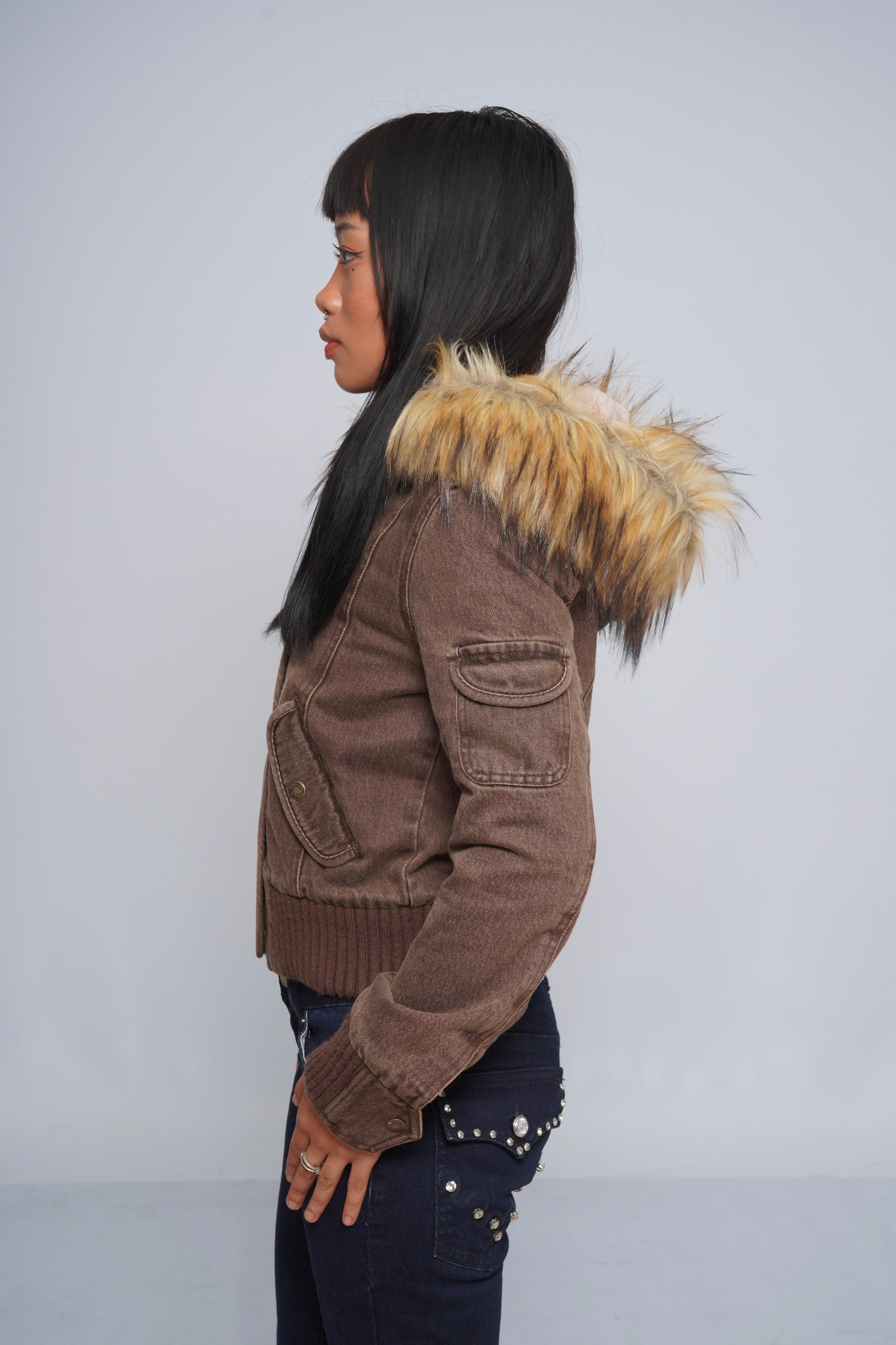 2000s Jacket with Fur Collar
