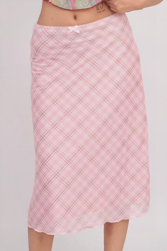 Pink Sugar Plaid Mesh Skirt