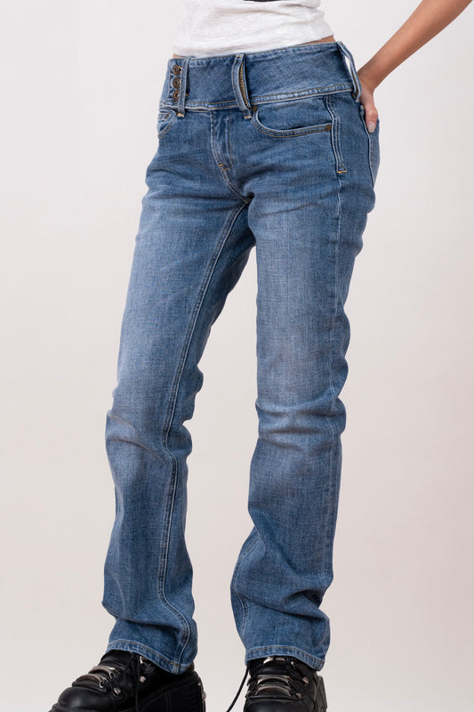 Mid Rise Blue Flared Jeans