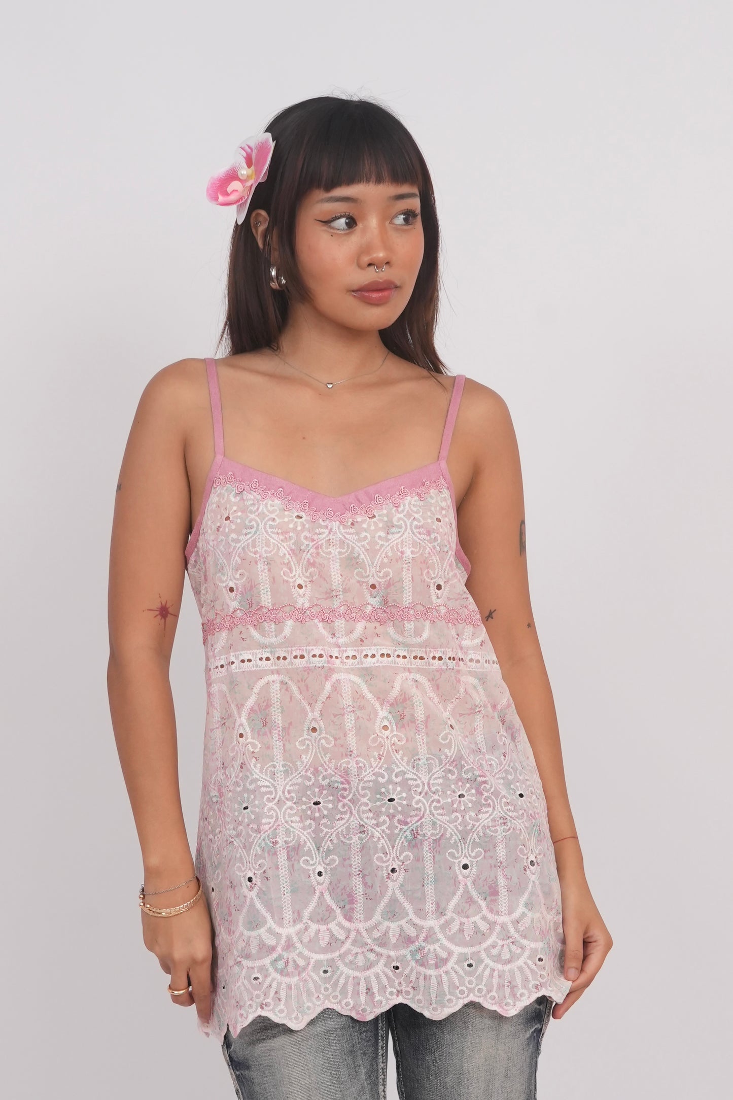 Pink Lace Floral Camisole