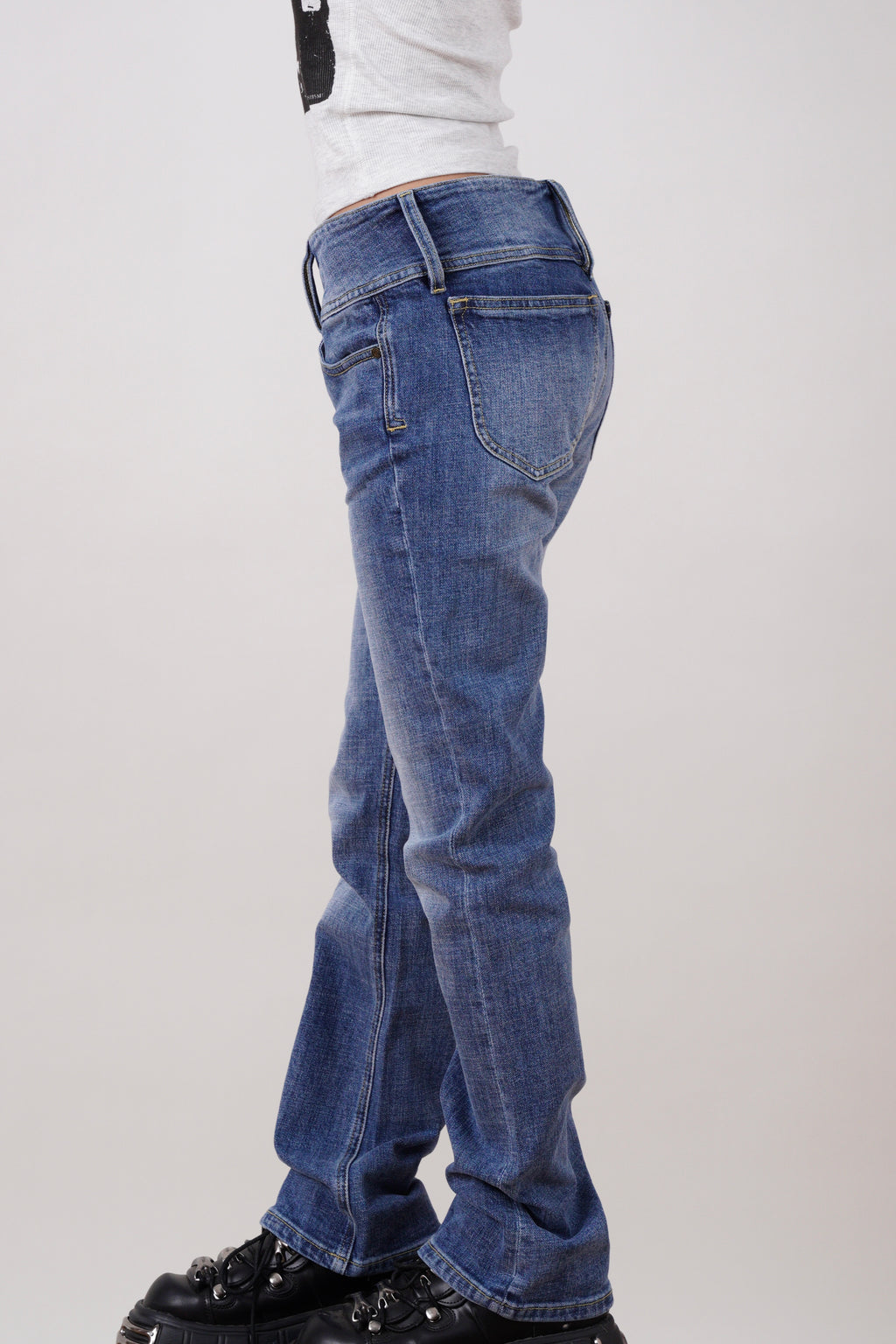 Mid Rise Blue Flared Jeans