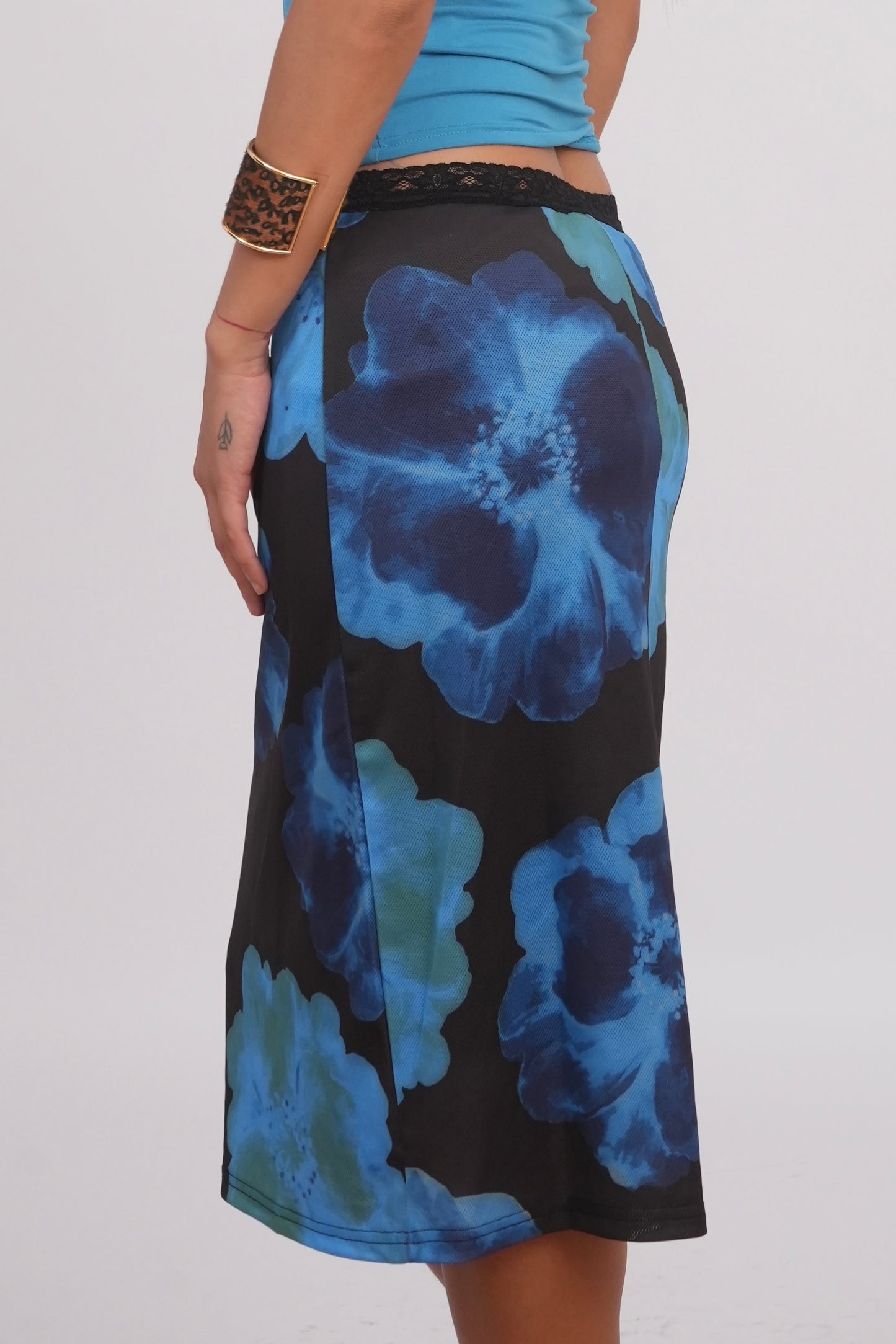 Blue Floral set Tube top & Midi skirt