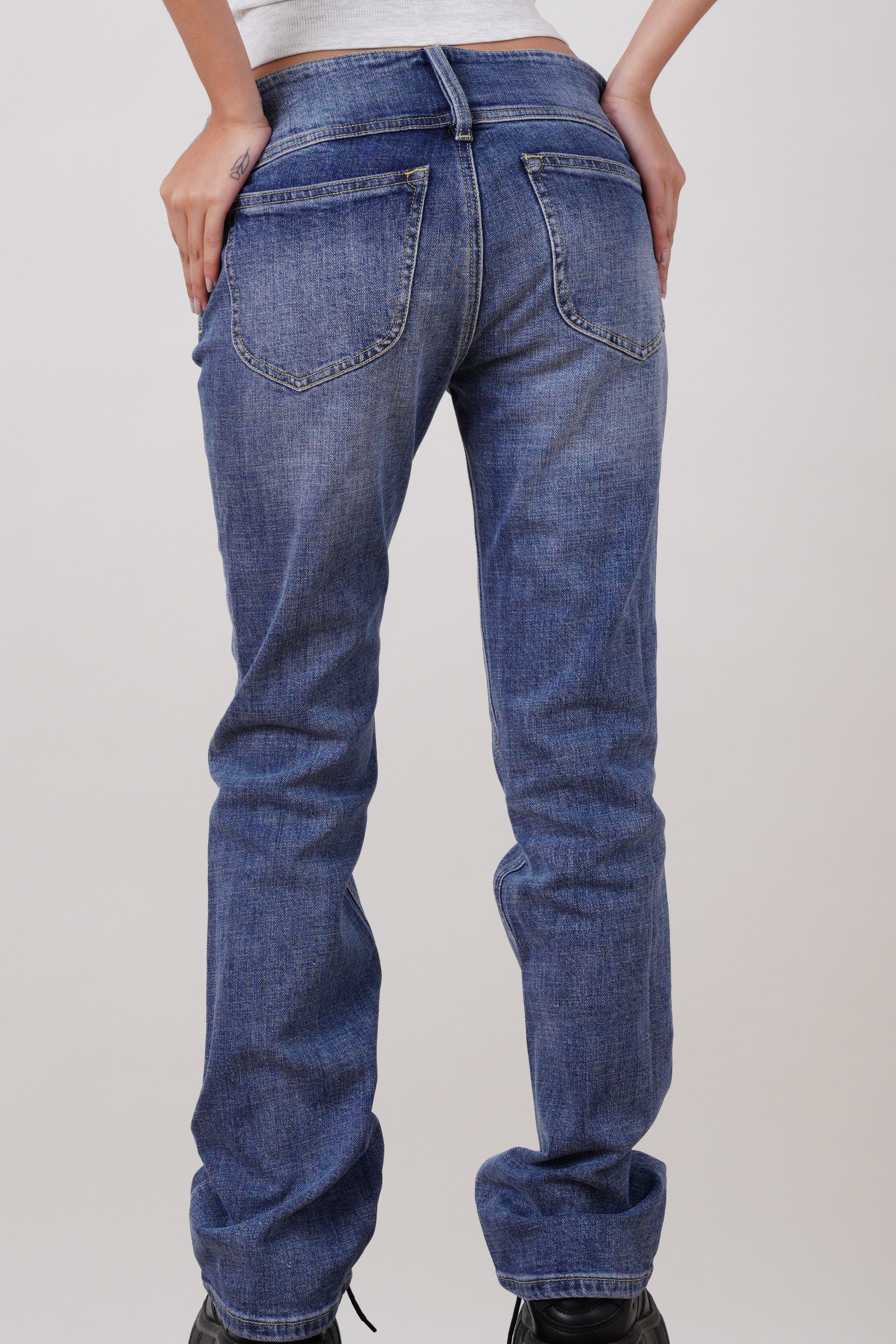 Mid Rise Blue Flared Jeans
