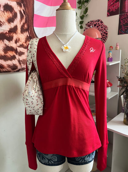 Maroon pink baby doll Top