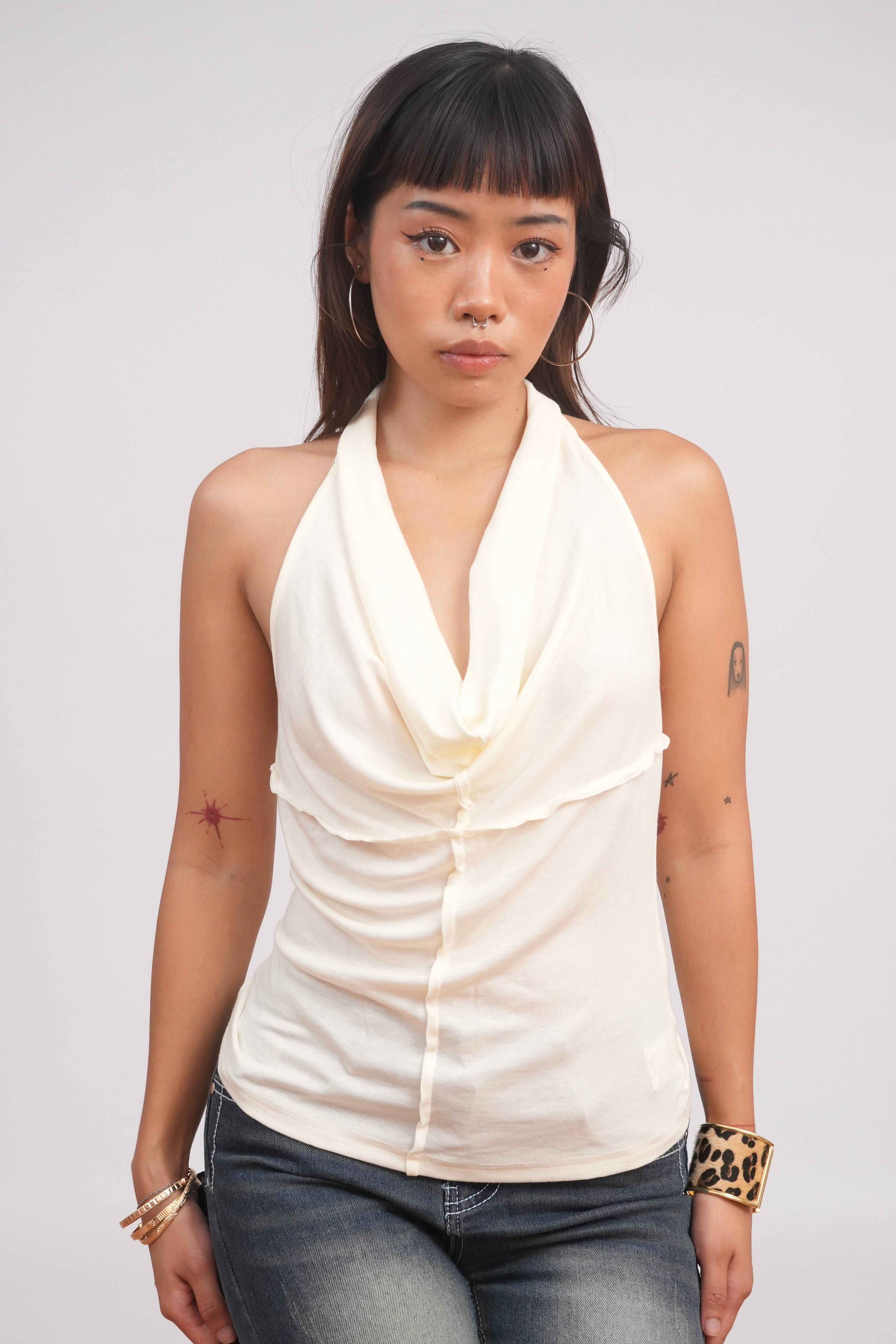 White Halter Swing Top