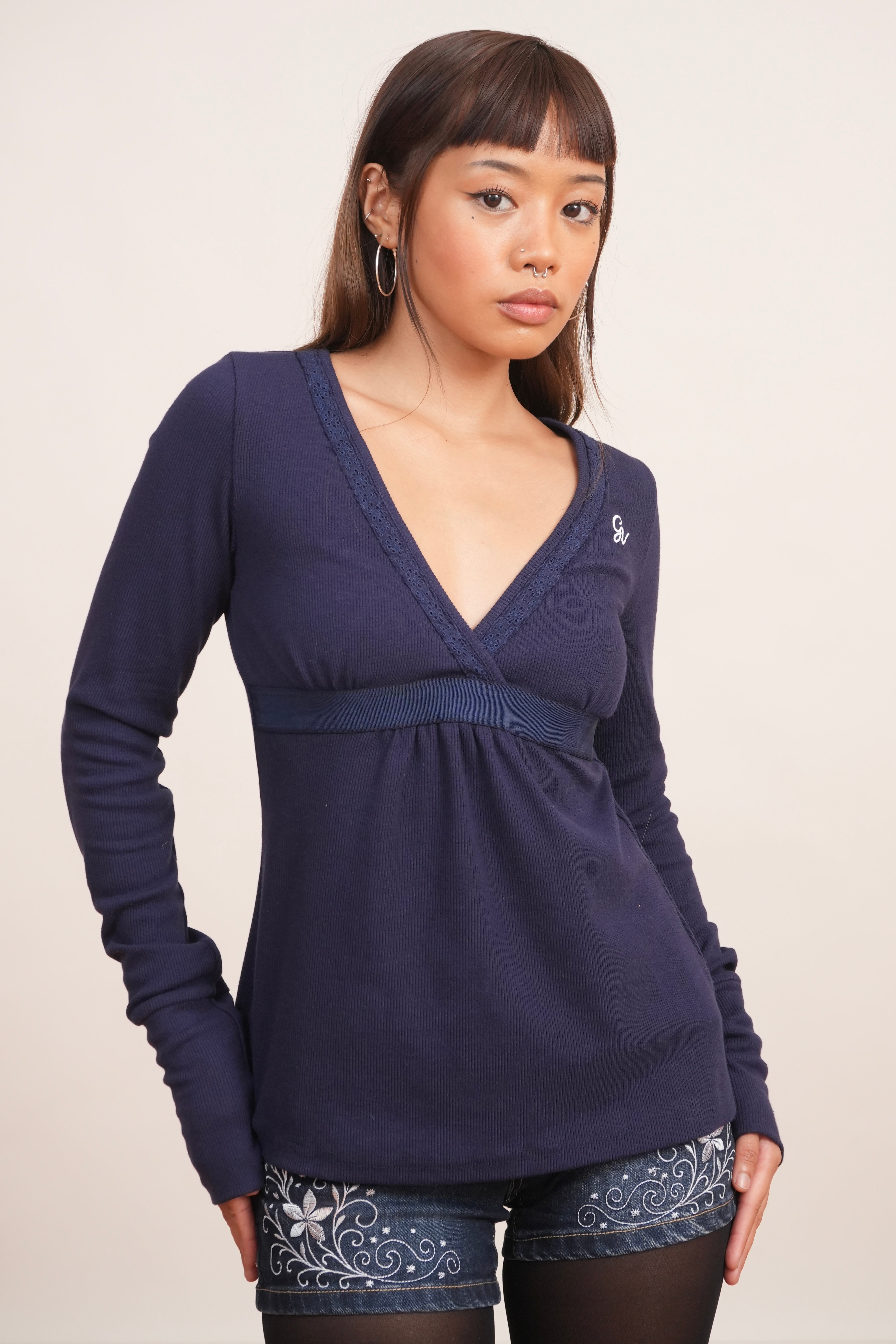 Navy Blue baby doll Top