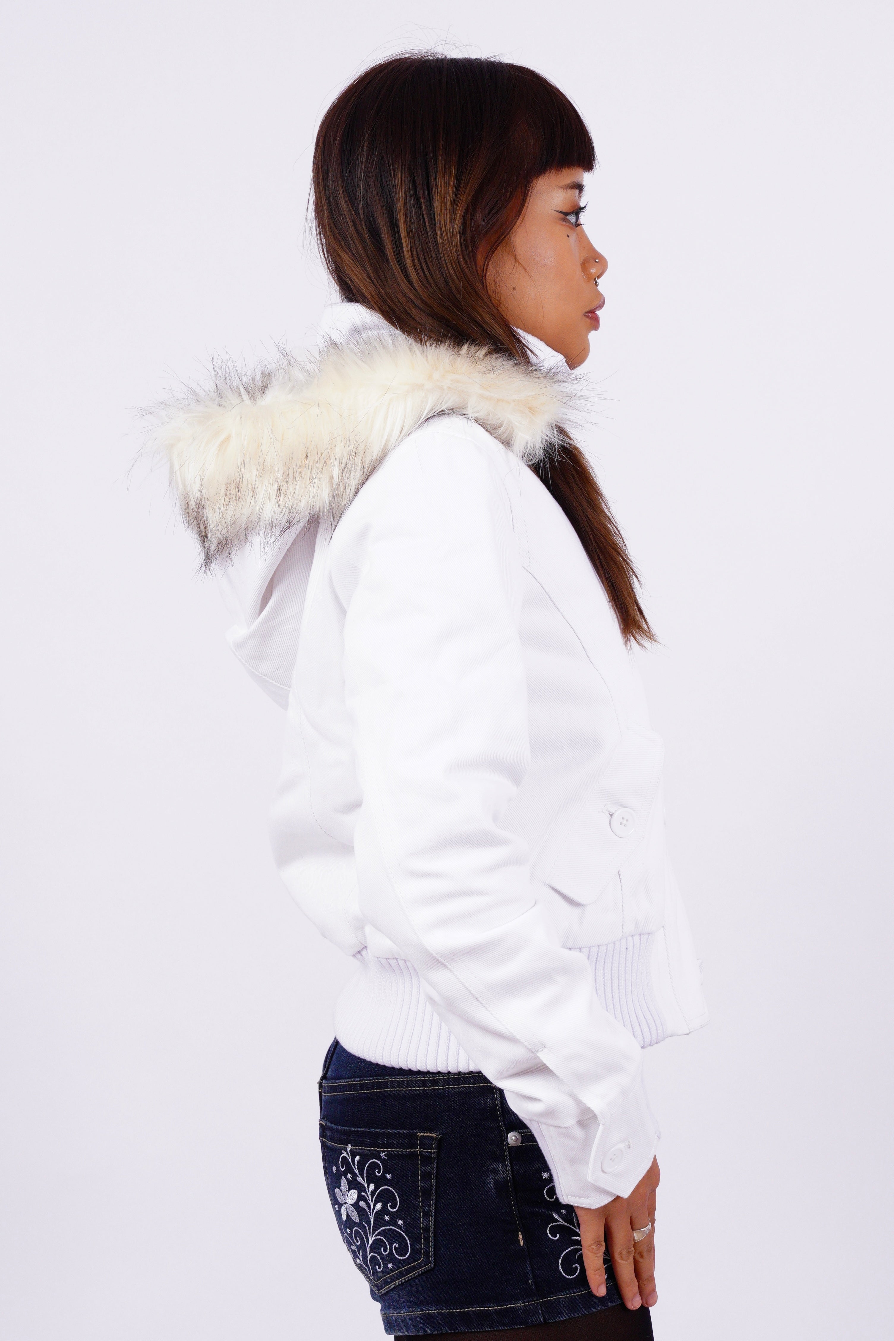 V2 2000s Jacket with Fur Collar