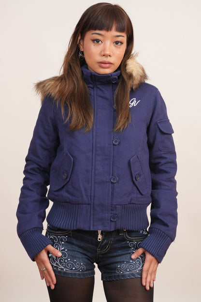 V2 2000s Jacket with Fur Collar