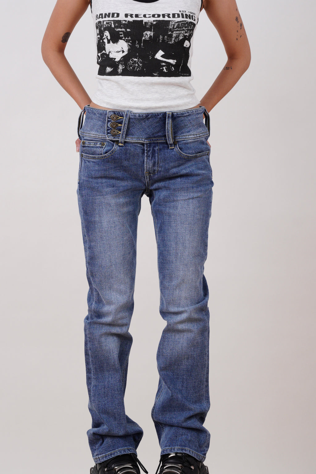 Mid Rise Blue Flared Jeans