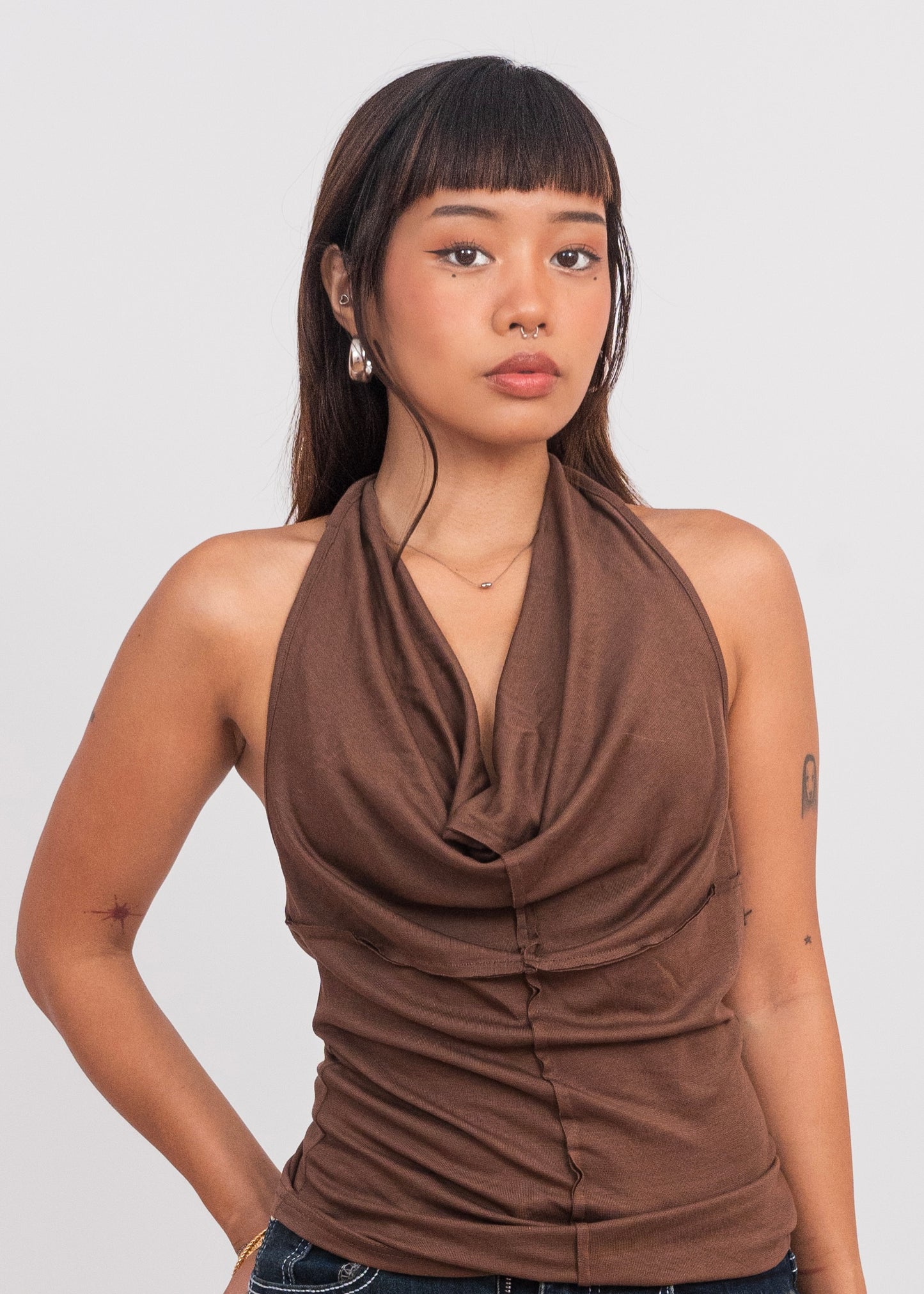 Brown Halter Swing Top