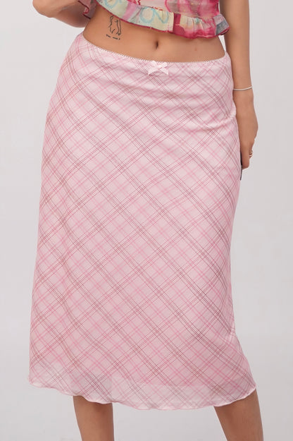Pink Sugar Plaid Mesh Skirt