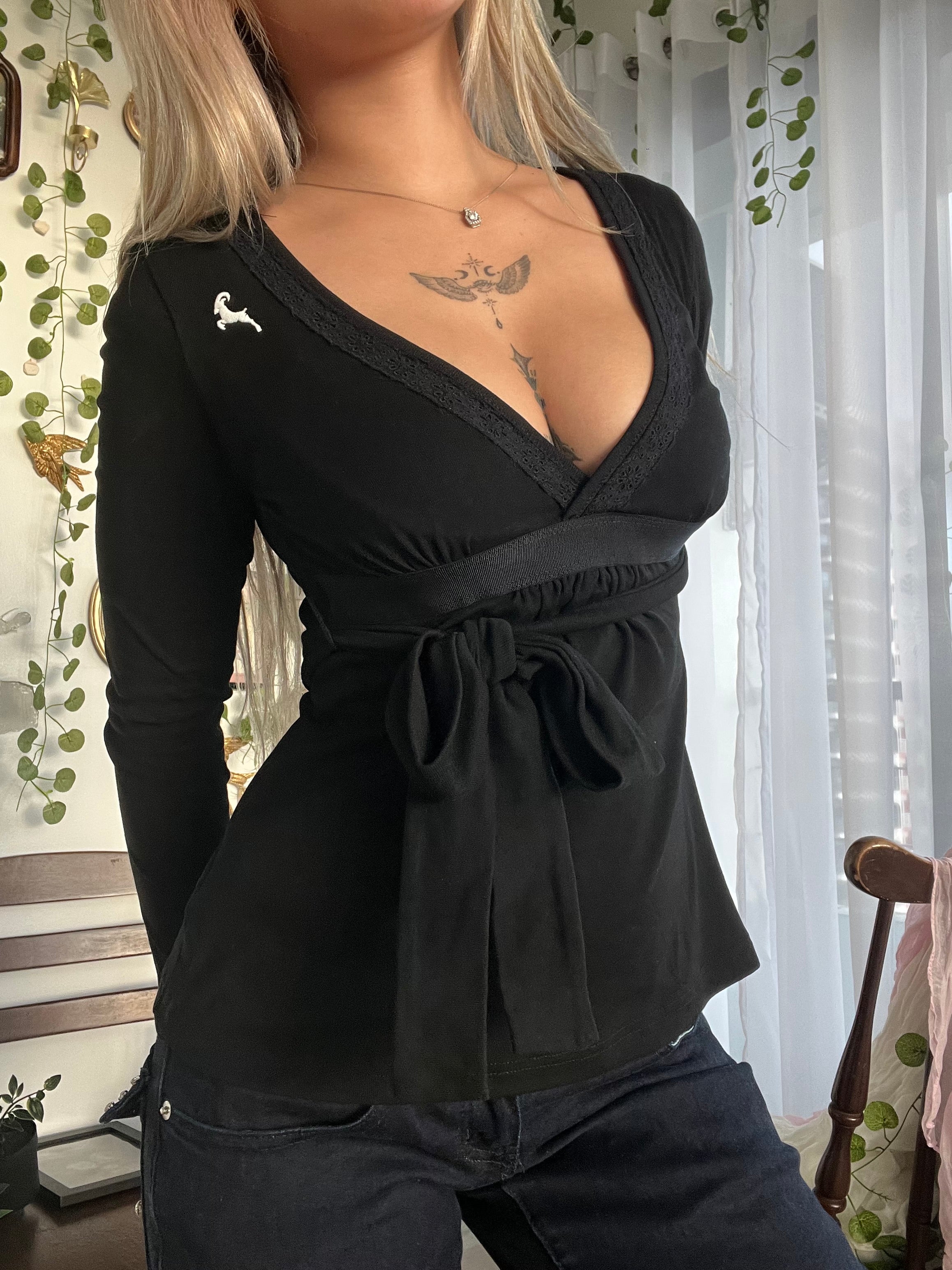 Bow tie baby doll Top