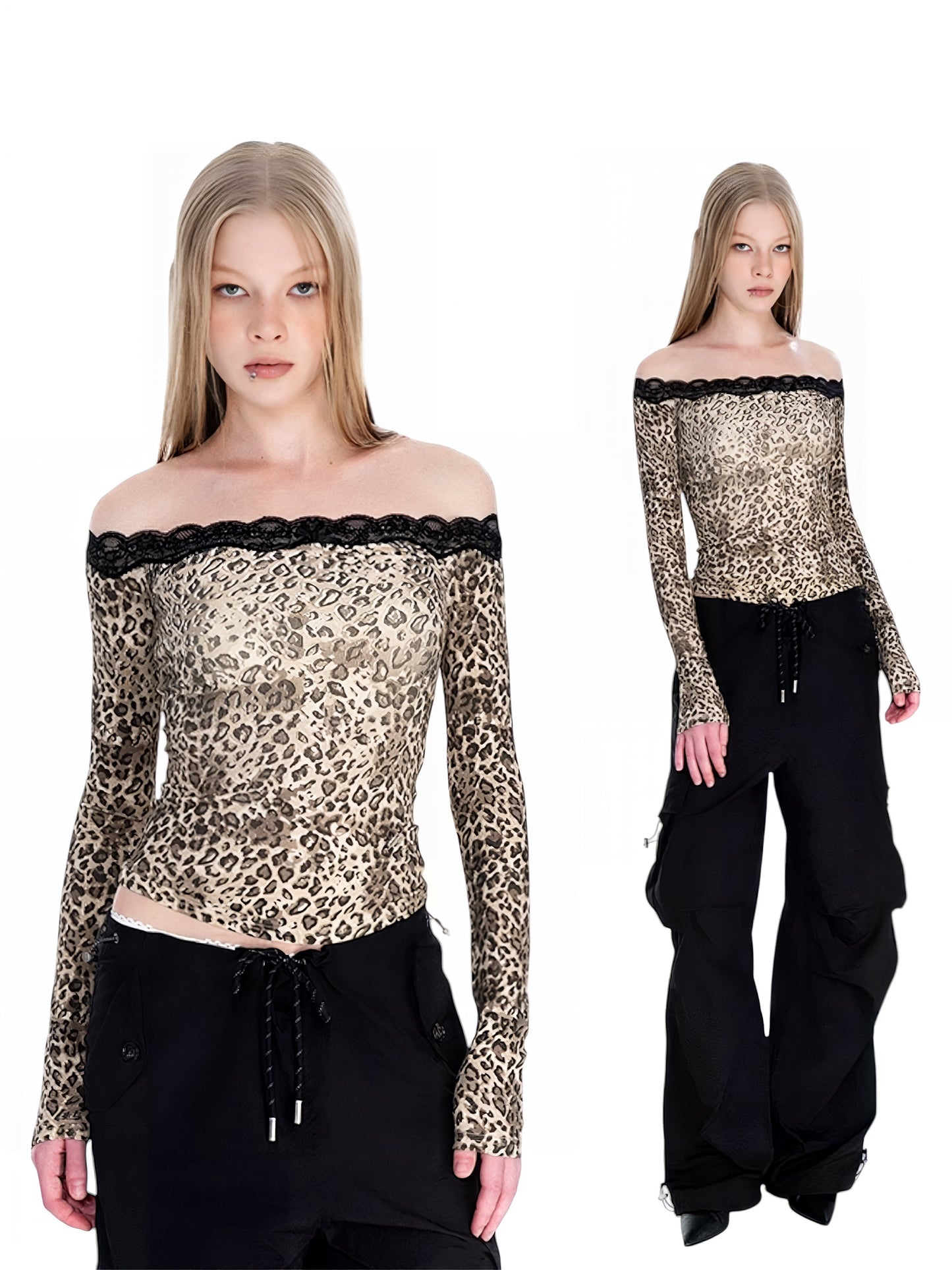 Off-Shoulder Leopard Print Top