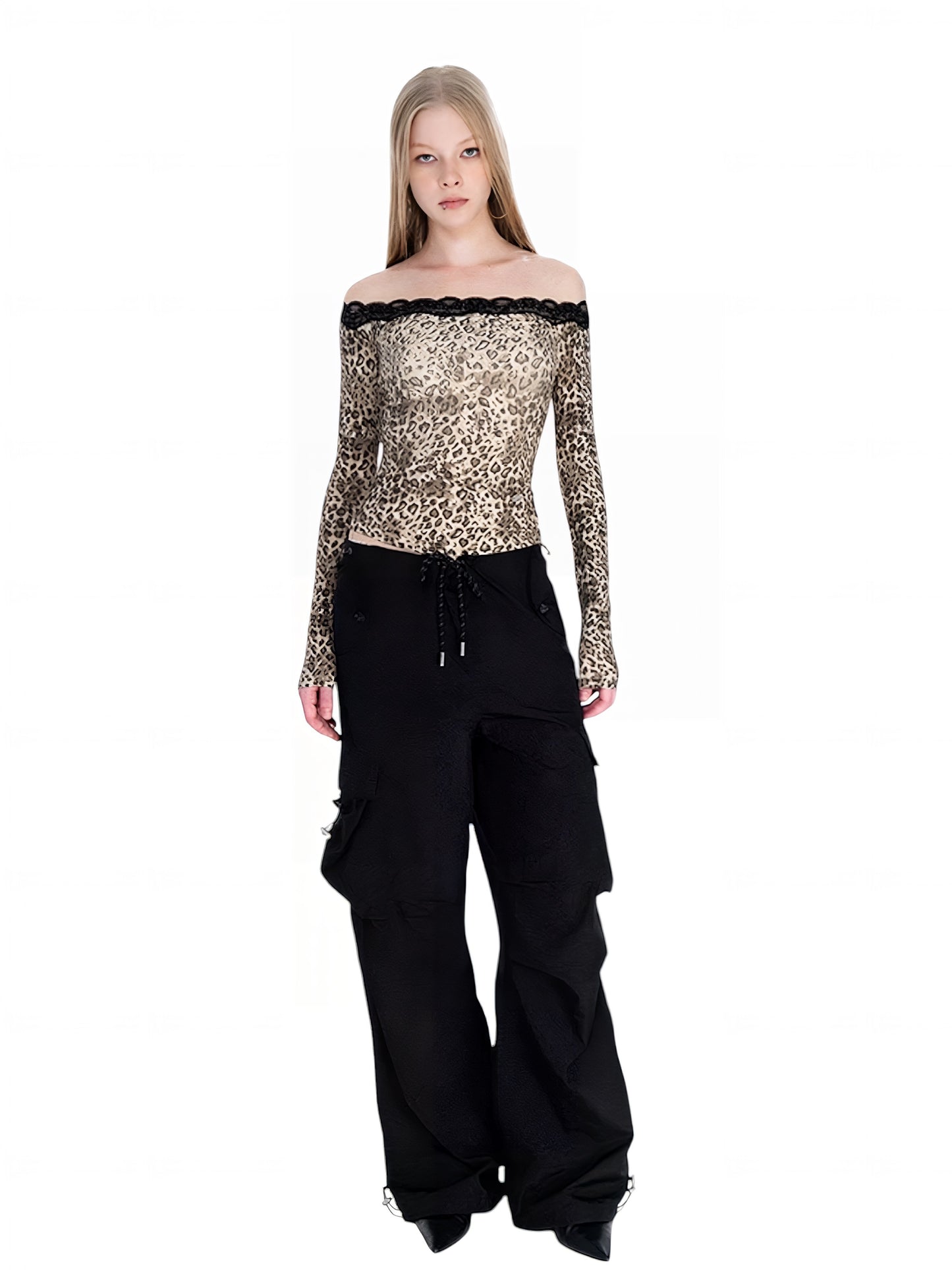 Off-Shoulder Leopard Print Top