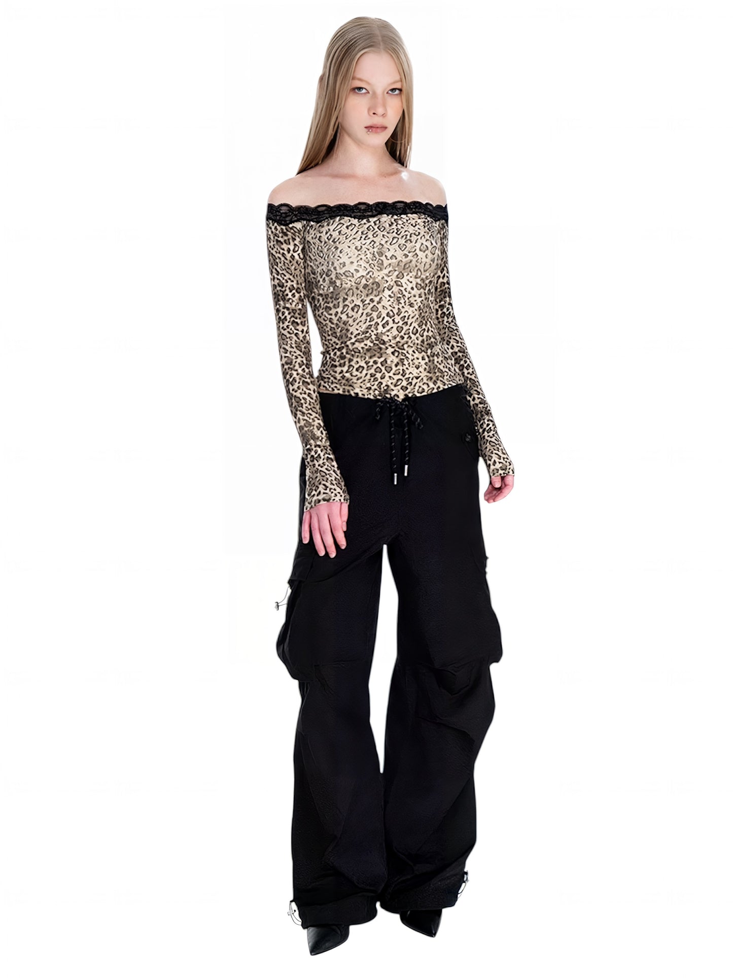 Off-Shoulder Leopard Print Top